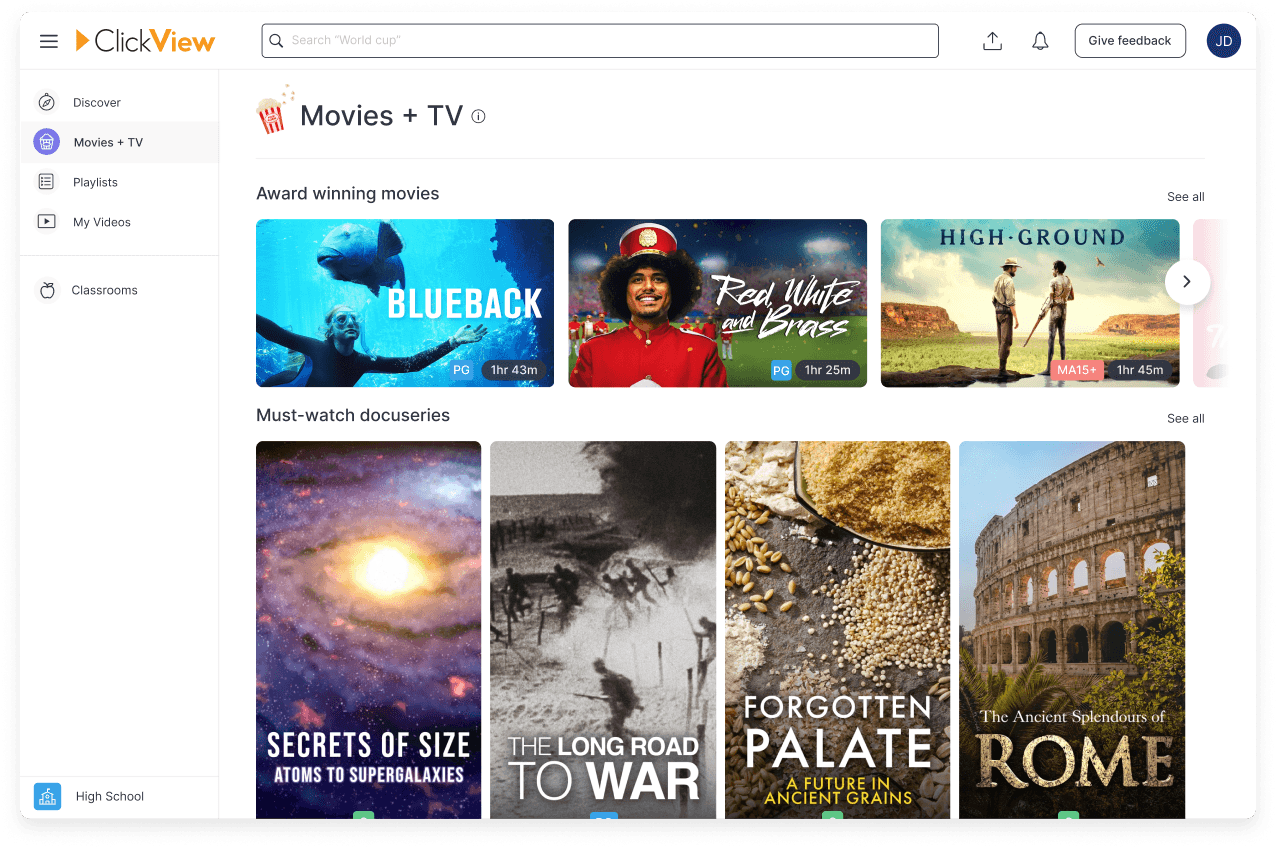 ClickView Search and filter feature