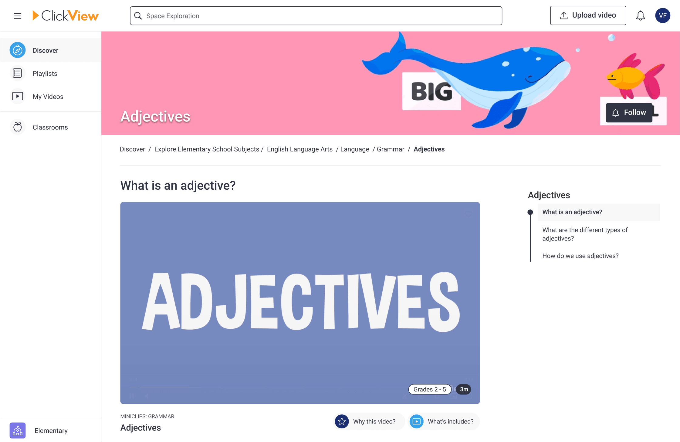 ClickView adjectives topic