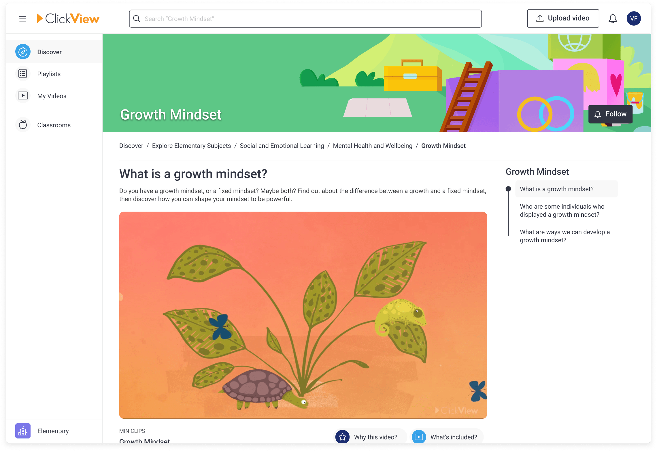 ClickView growth mindset topic