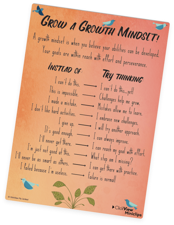 Growth mindset topic resource