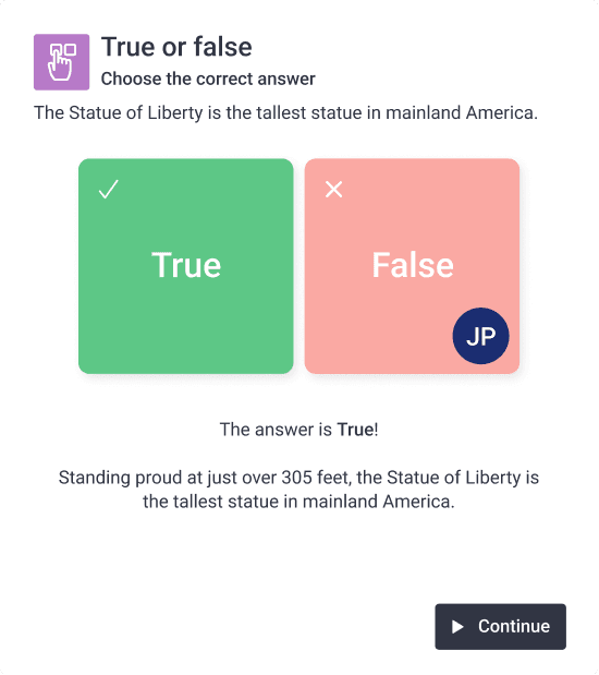 Interactive feedback Popup