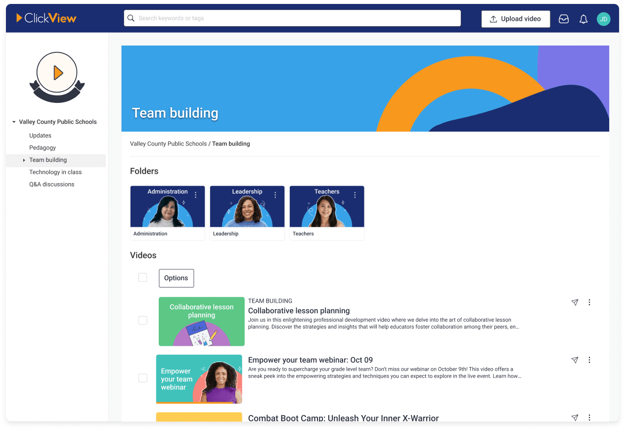 ClickView shared libraries upload feature
