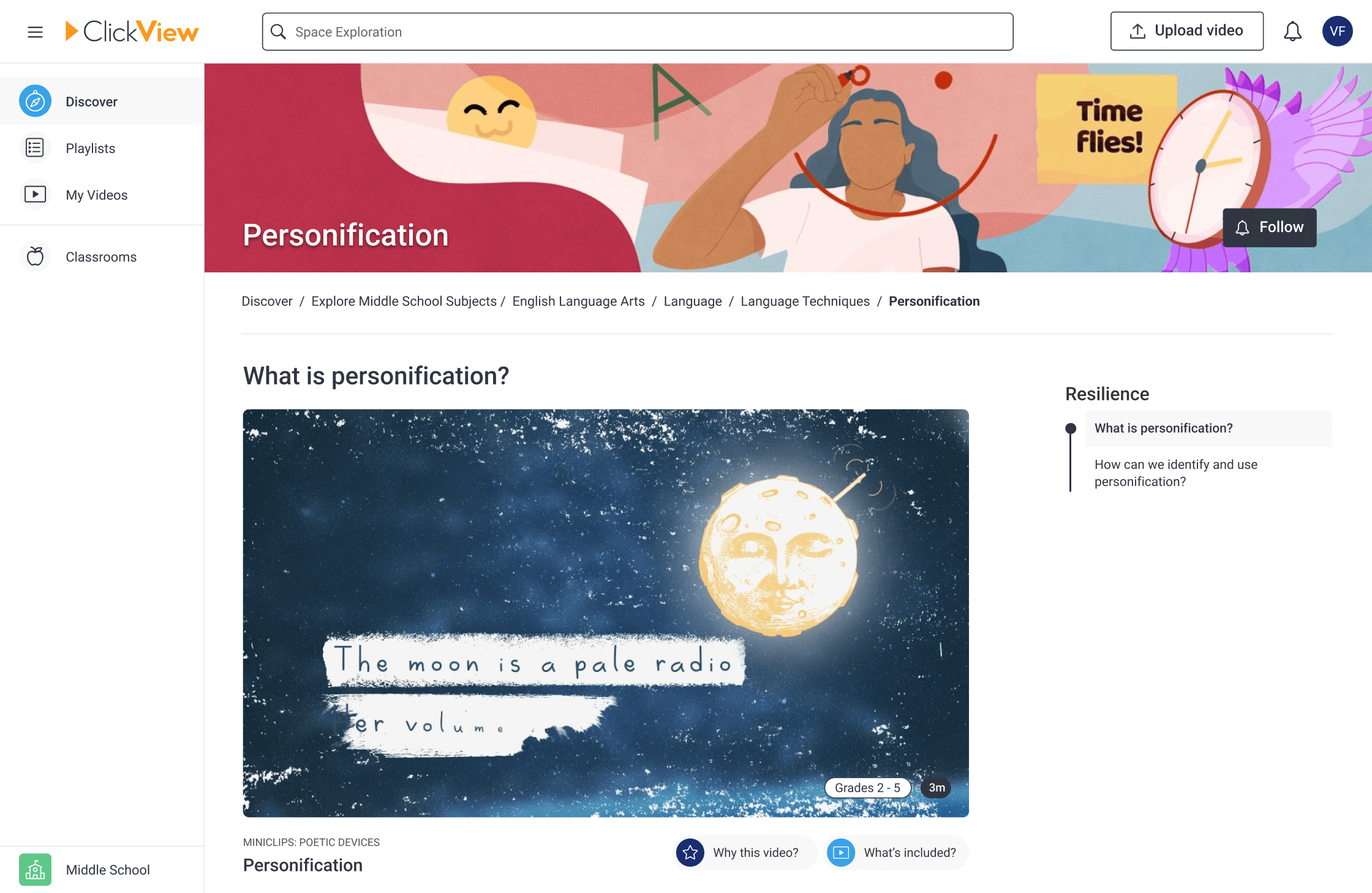 ClickView personification topic