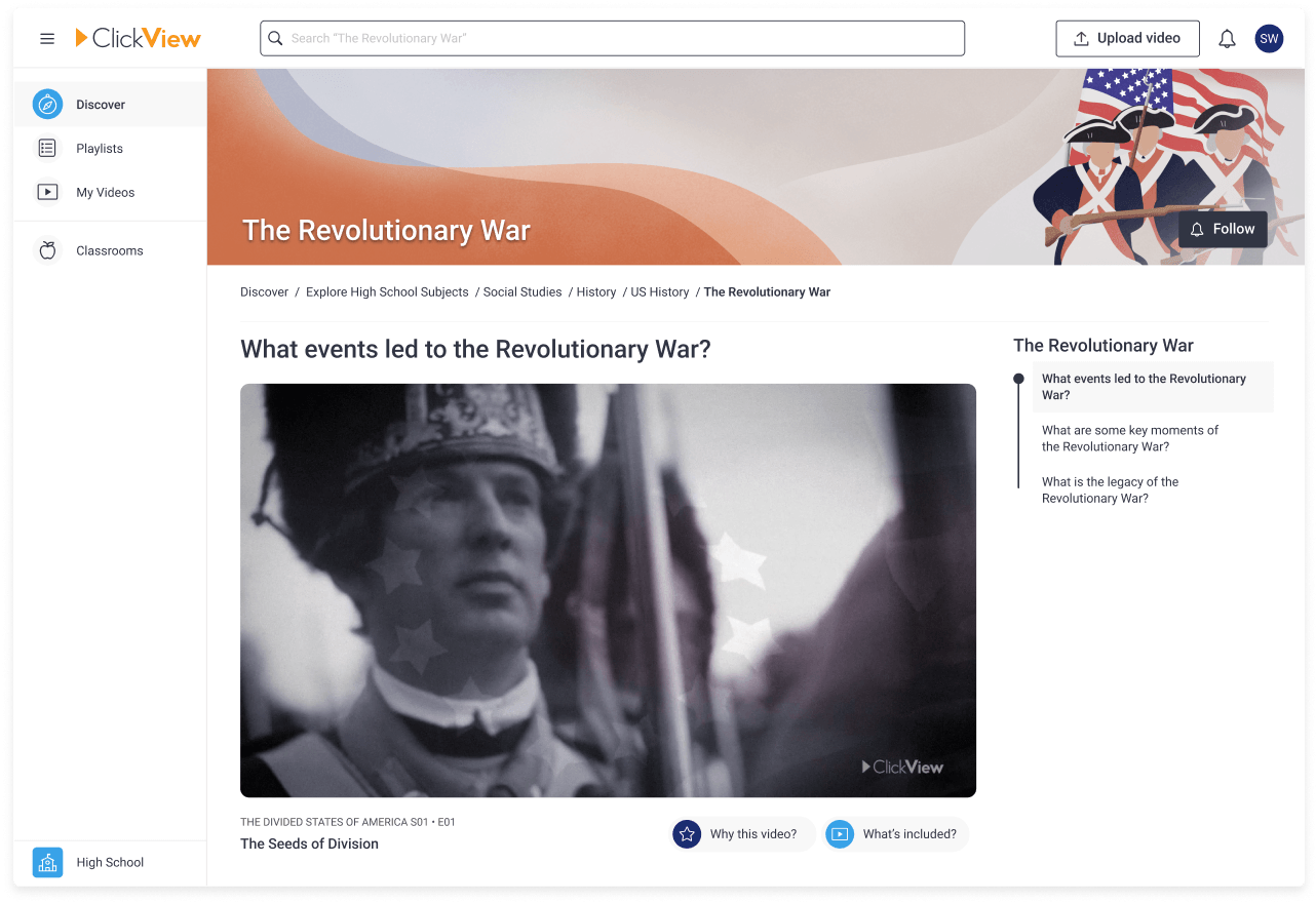 ClickView revolutionary war topic