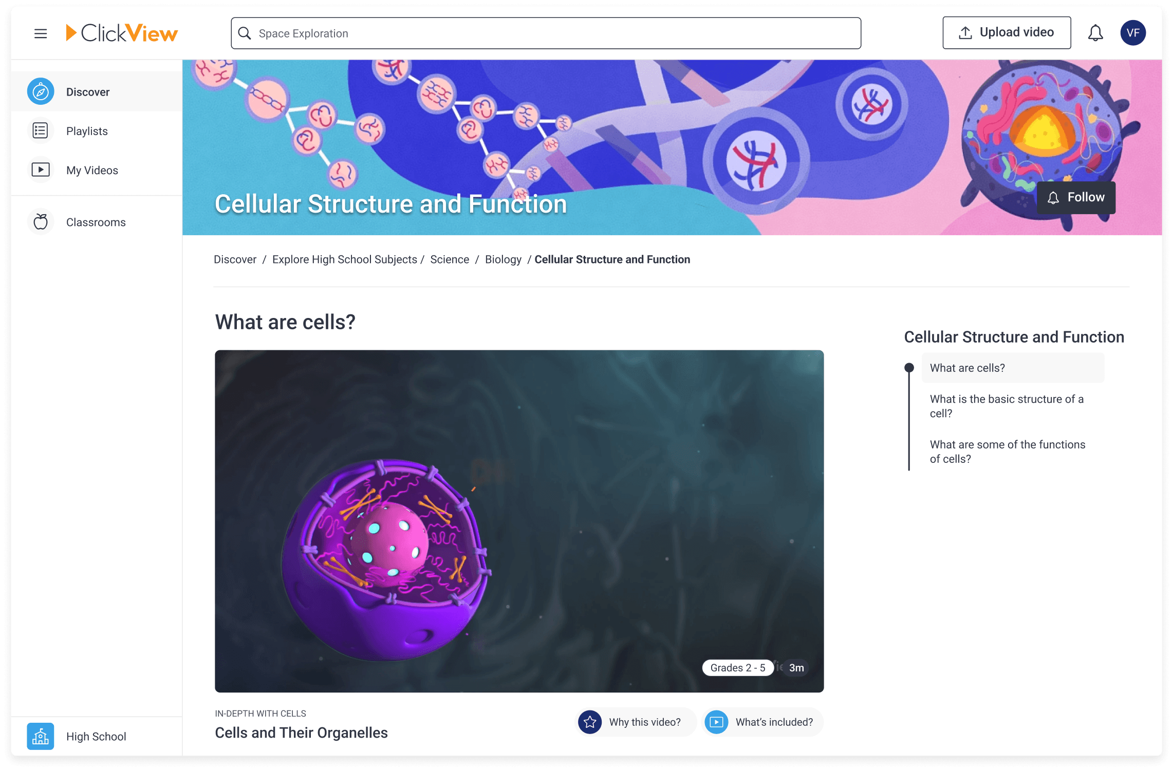 ClickView What are cells? topic